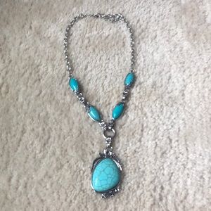 Faux Turquoise and Silver Necklace